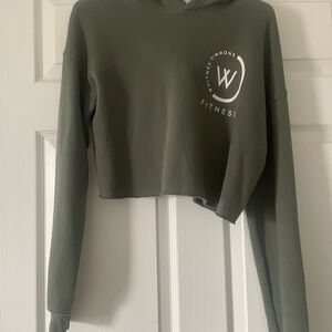 Women's Olive Green Cropped Hoodie